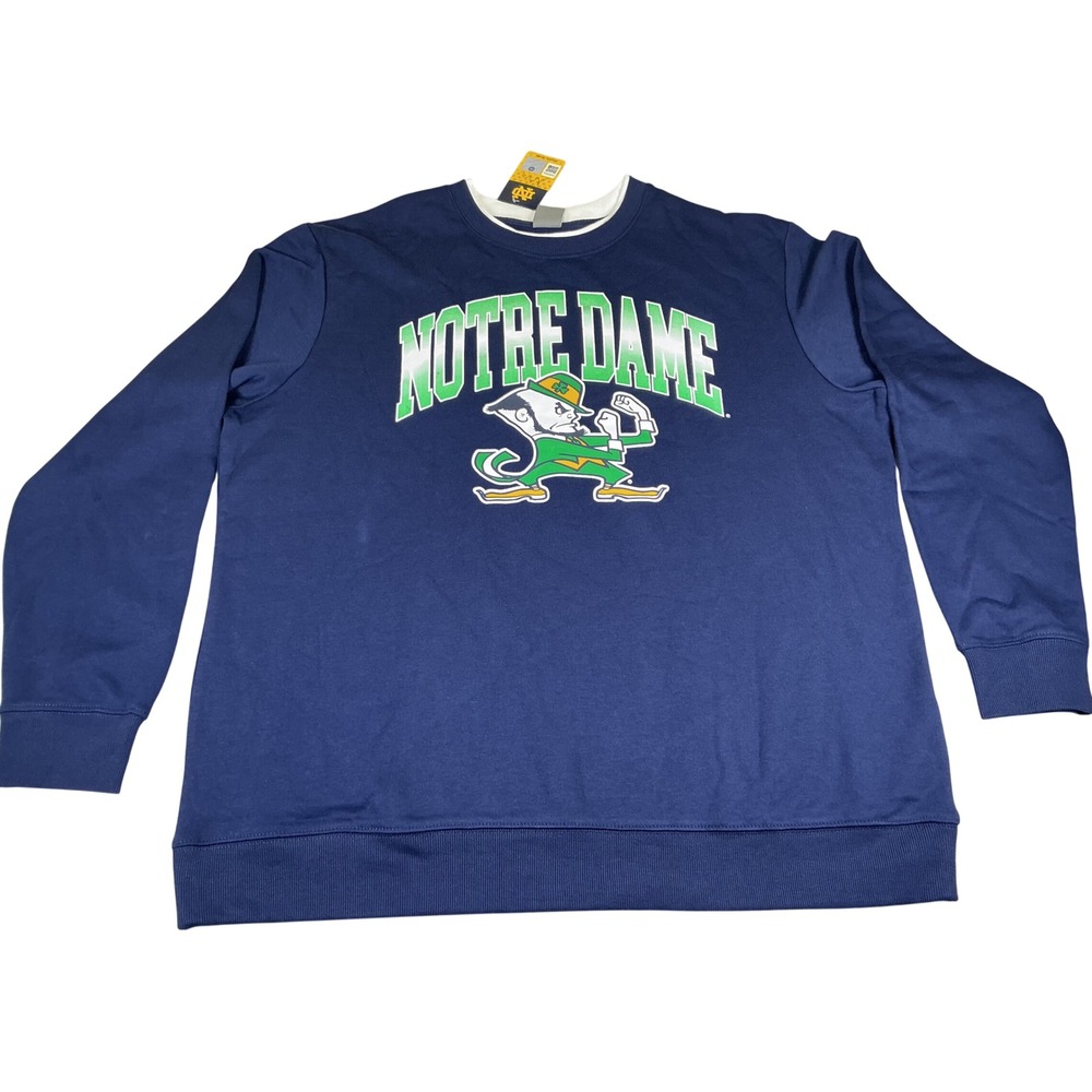 Notre Dame Fighting Irish Sweatshirt 2XL Navy‎ Crewneck NWT NCAA